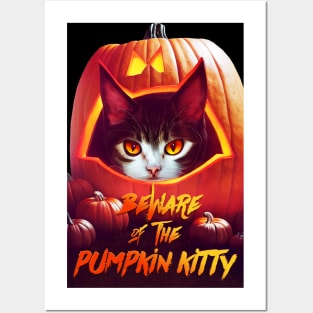 Beware Of The Pumpkin Kitty Posters and Art